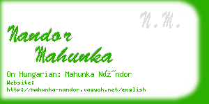 nandor mahunka business card